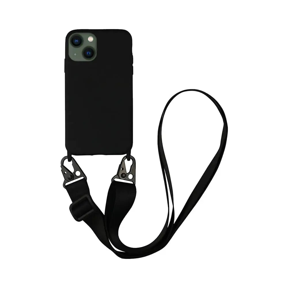 Coque Silicone avec Bandoulière Apple iPhone 13 Mini Noir