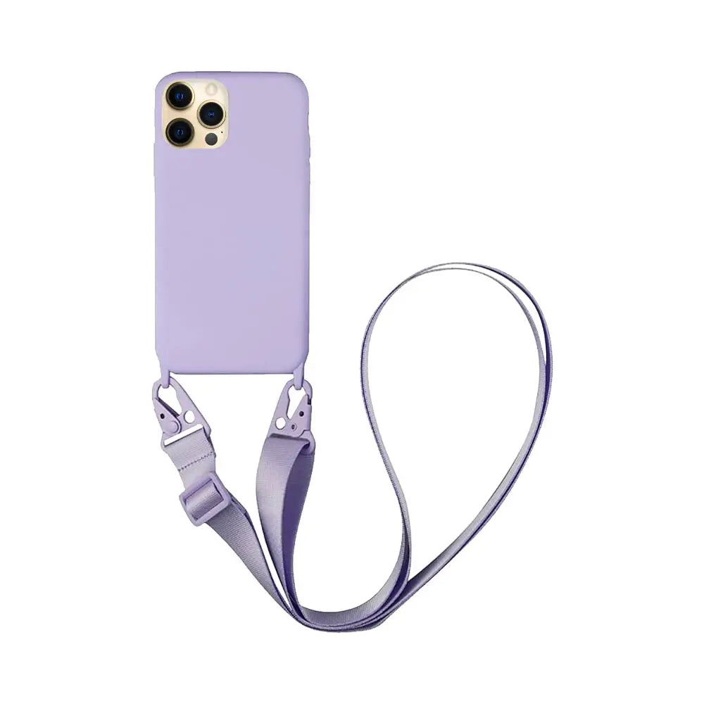 Coque Silicone avec Bandoulière Apple iPhone 12 Pro Violet Clair