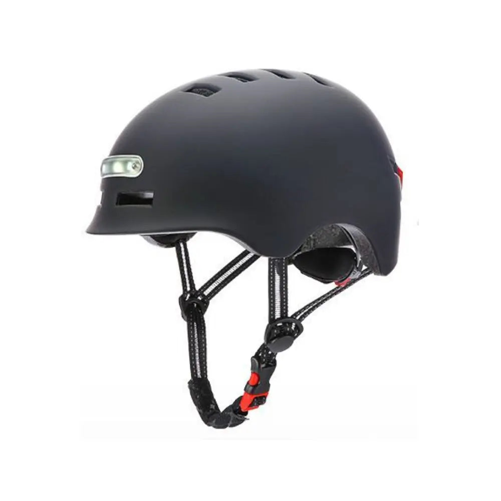 Casque de Protection avec Eclairage LED Avant & Arrière Rechargeable (Taille L) Micro USB (T-16C Black Large) Noir