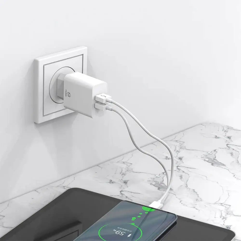 Chargeur Secteur Multi Mcdodo CH-6721 12W 2x USB (avec Câble USB-C 1m) Blanc
