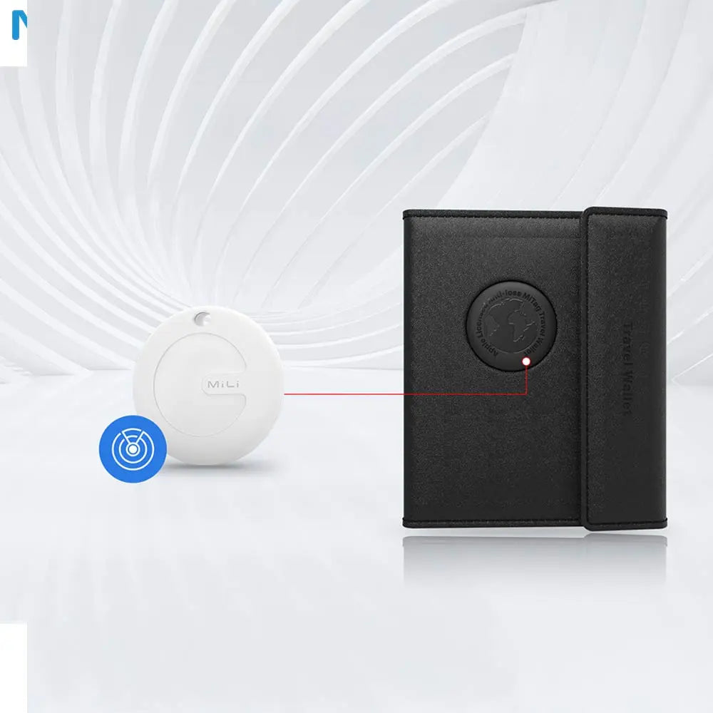 Traceur GPS MILI MiBook Travel Wallet Étui Passeport avec MiTag Intégrée Android Google Find Hub Noir