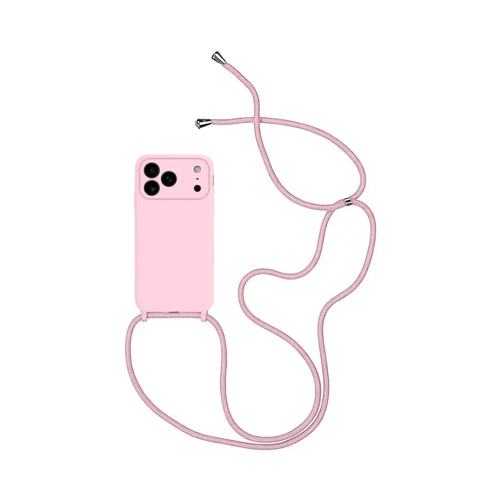 Coque Silicone avec Cordon Apple iPhone 17 Pro Max Rose