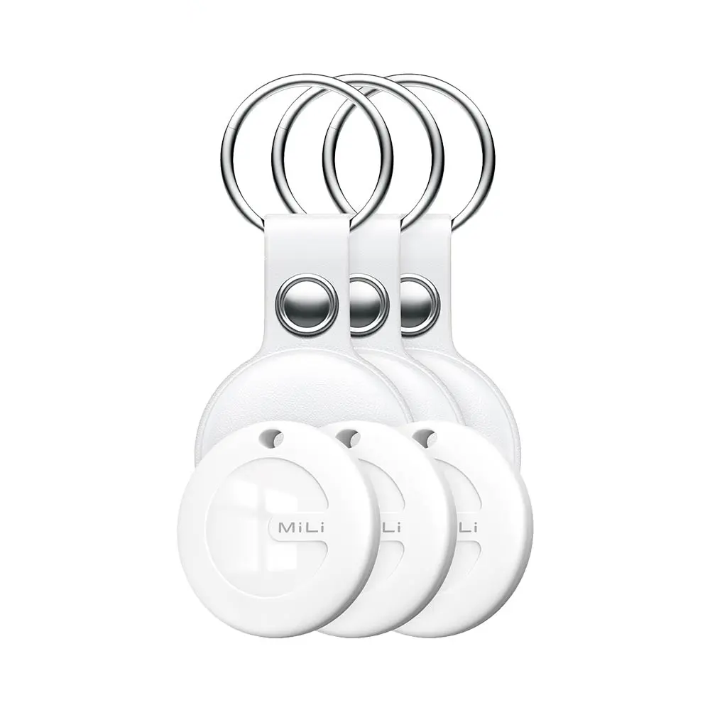Traceur GPS MILI MiTag Duo avec Étui en Cuir PU (x3) Apple Find My & Google Find Hub Blanc