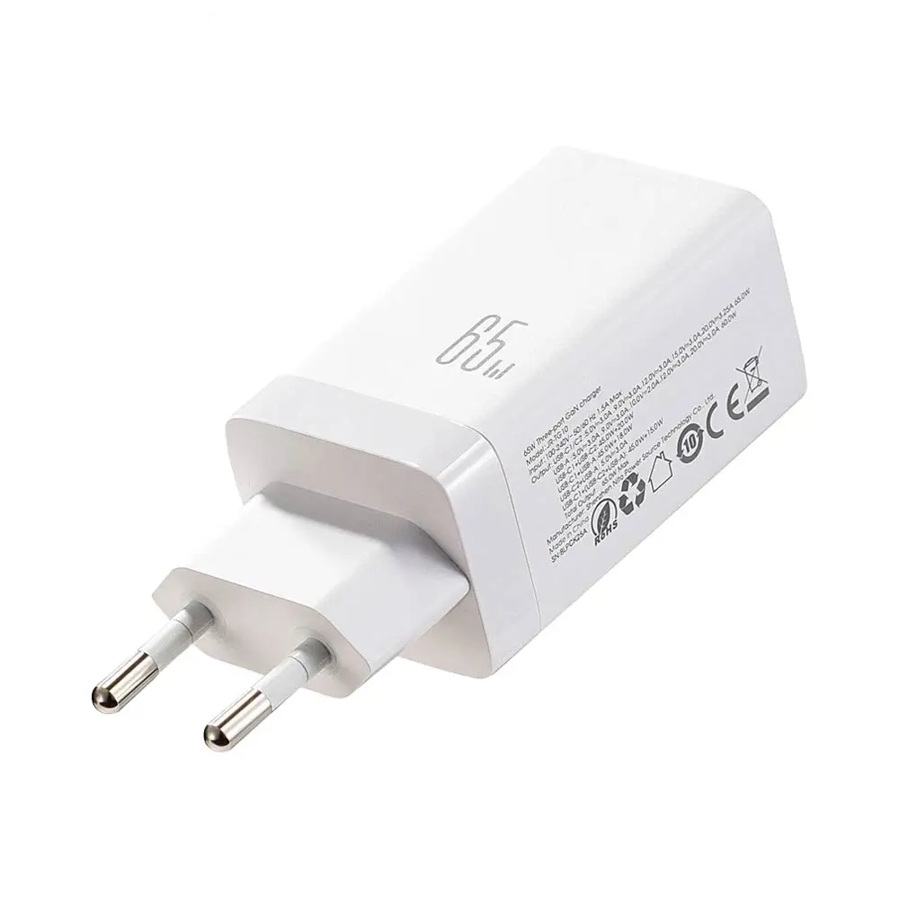 Chargeur Secteur Multi GaN JOYROOM JR-TG10 65W avec Câble USB-C vers USB-C 100W 1.2m Blanc