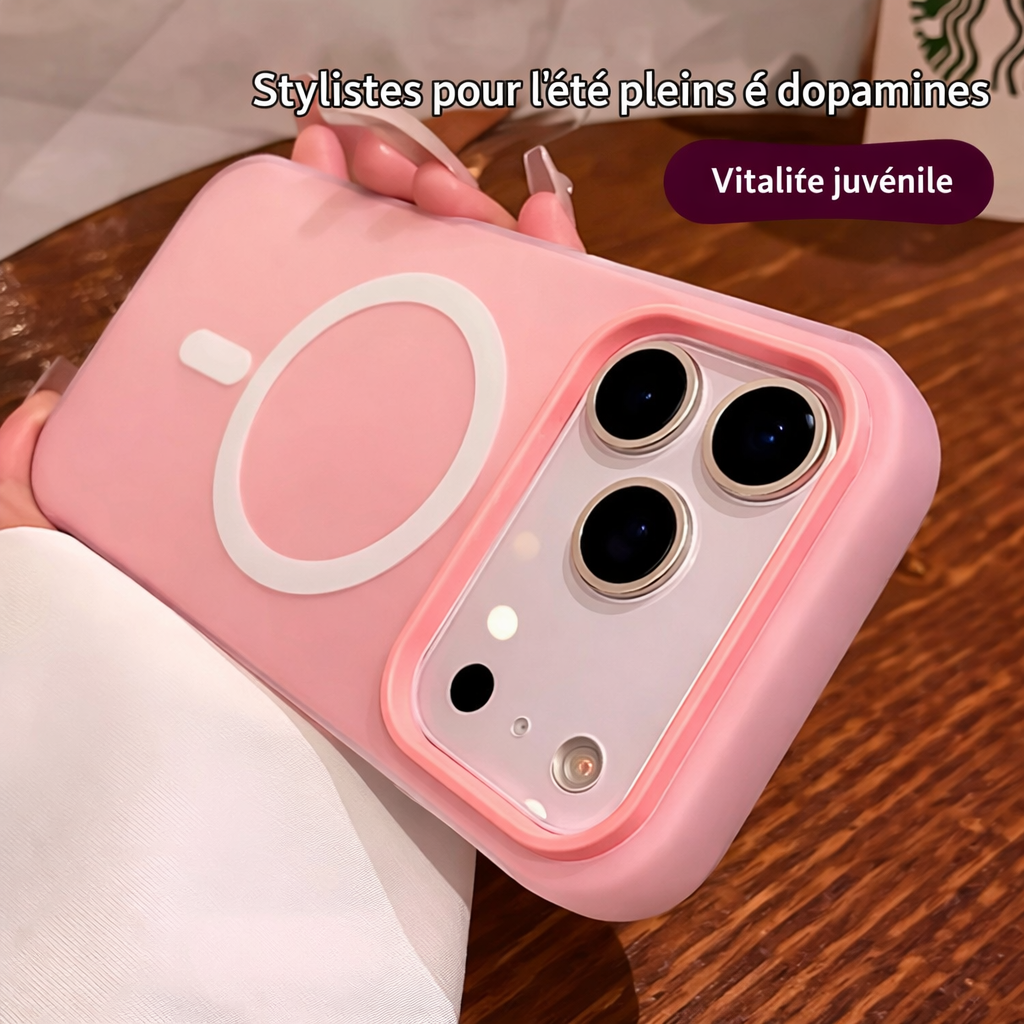 Coque magnétique 2-en-1 en gel givré pour iPhone 17 Pro Max, simple et résistante aux chutes