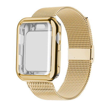 Compatible avec Apple Watch 5 / 4 / 3, bracelet Milanese Loop avec coque de protection