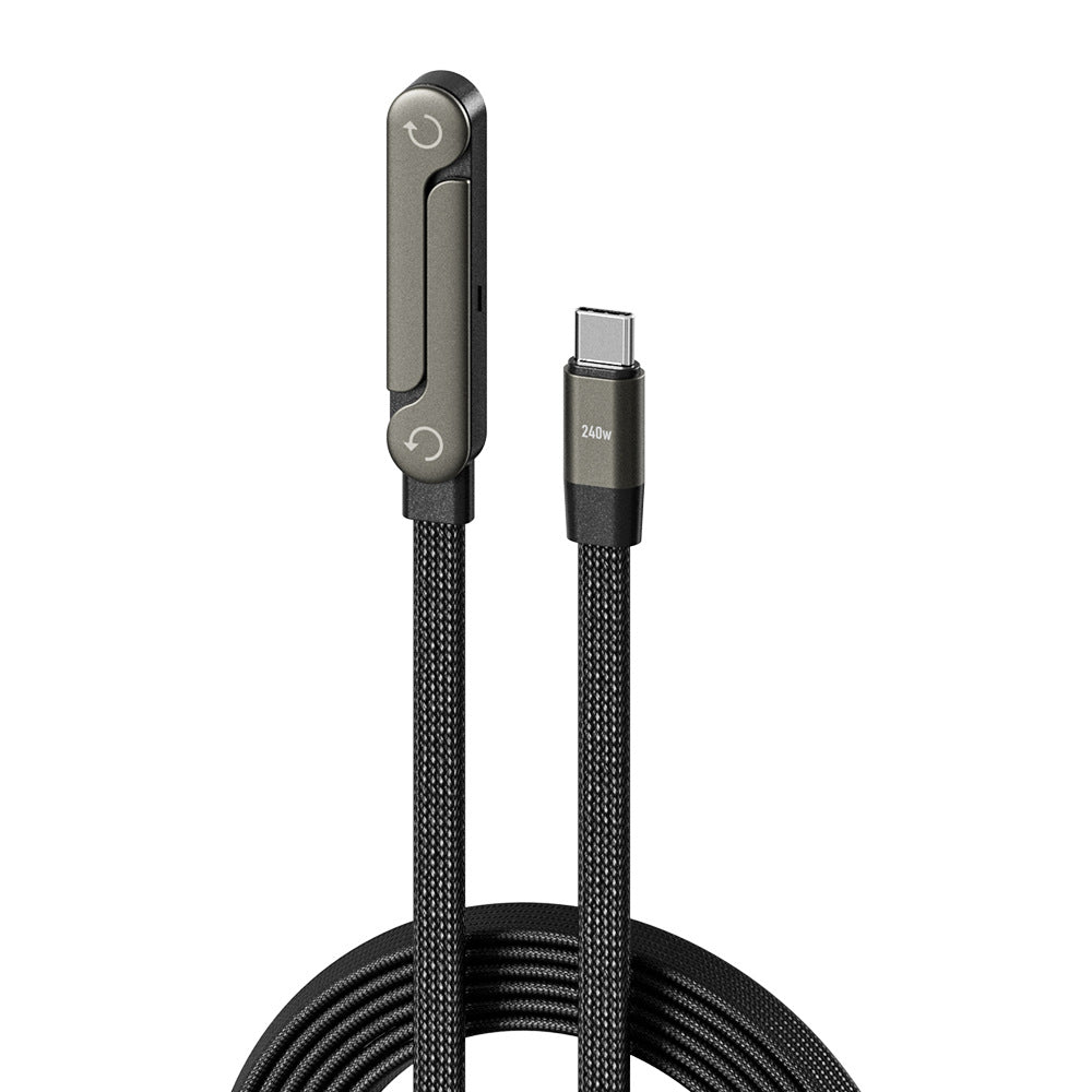 Câble de charge rapide 2-en-1 avec support pliable pour téléphone et tablette, Type-C vers Type-C / USB-A vers Type-C