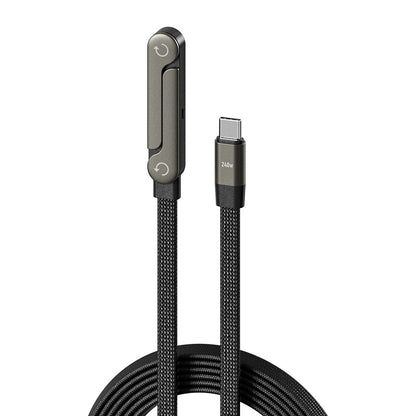 Câble de charge rapide 2-en-1 avec support pliable pour téléphone et tablette, Type-C vers Type-C / USB-A vers Type-C
