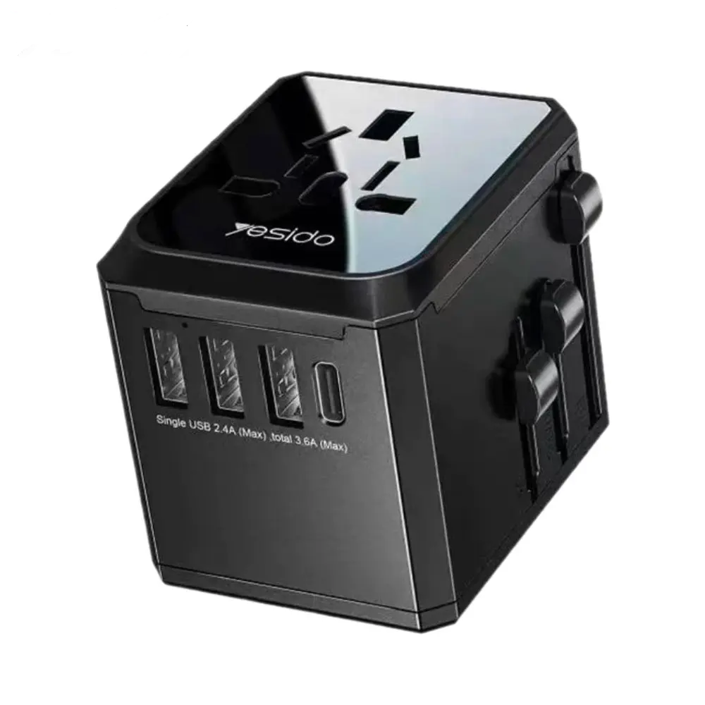Adaptateur Secteur Universel Yesido MC10 4 en 1 Noir