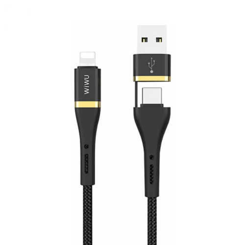 Câble Data Multi Wiwu USB + USB-C vers Lightning (1.2m) ED-105 Noir