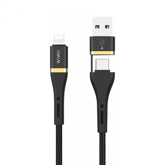 Câble Data Multi Wiwu USB + USB-C vers Lightning (1.2m) ED-105 Noir
