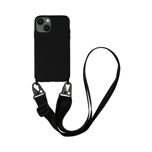 Coque Silicone avec Bandoulière Apple iPhone 13 Mini Noir