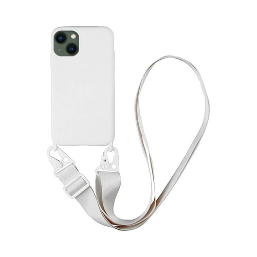 Coque Silicone avec Bandoulière Apple iPhone 13 Blanc