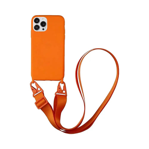 Coque Silicone avec Bandoulière Apple iPhone 15 Pro Max Orange