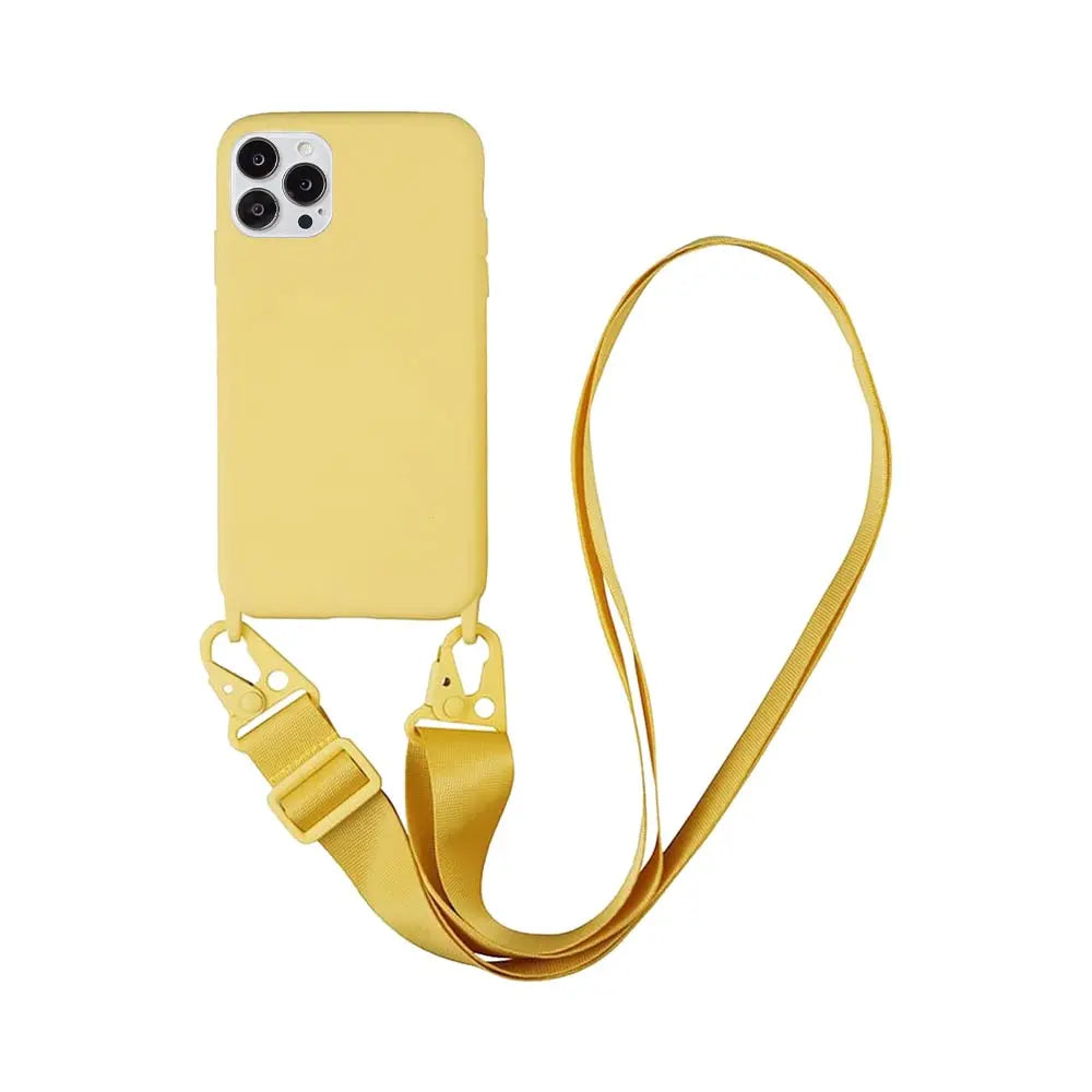 Coque Silicone avec Bandoulière Apple iPhone 13 Pro Max Jaune