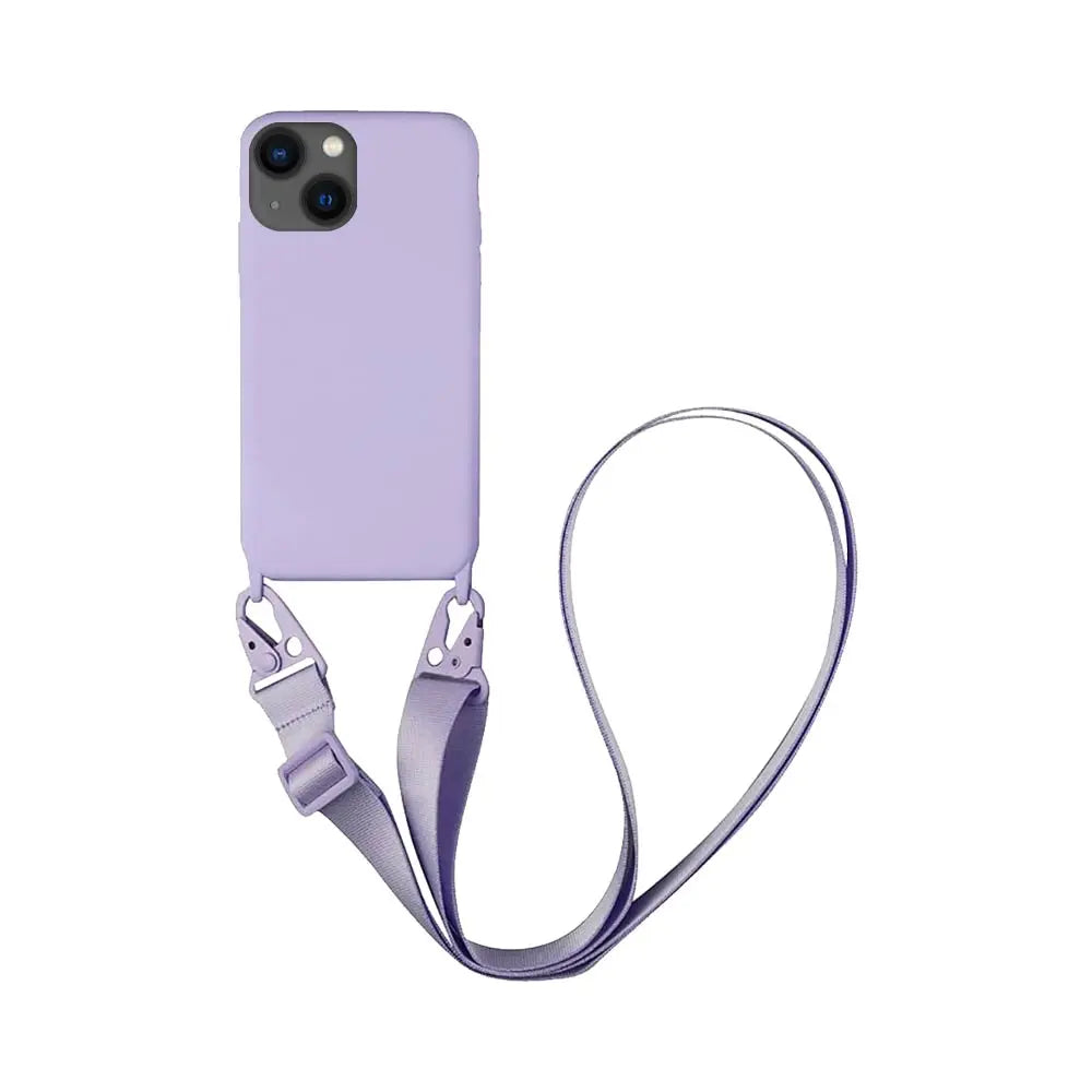 Coque Silicone avec Bandoulière Apple iPhone 15 Violet Clair