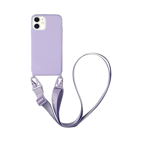 Coque Silicone avec Bandoulière Apple iPhone 11 Violet Clair
