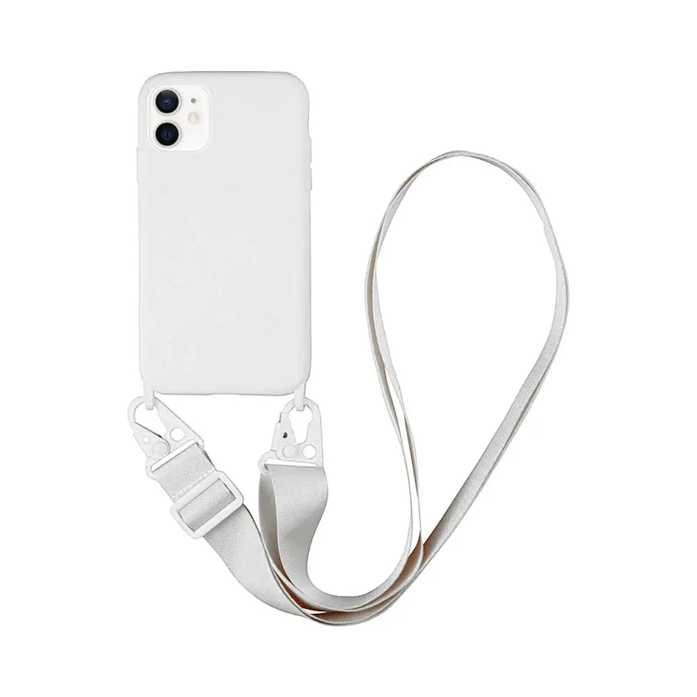 Coque Silicone avec Bandoulière Apple iPhone 12 Mini Blanc