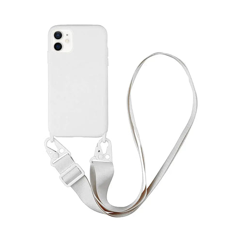 Coque Silicone avec Bandoulière Apple iPhone 12 Mini Blanc