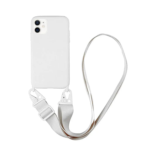 Coque Silicone avec Bandoulière Apple iPhone 12 Mini Blanc