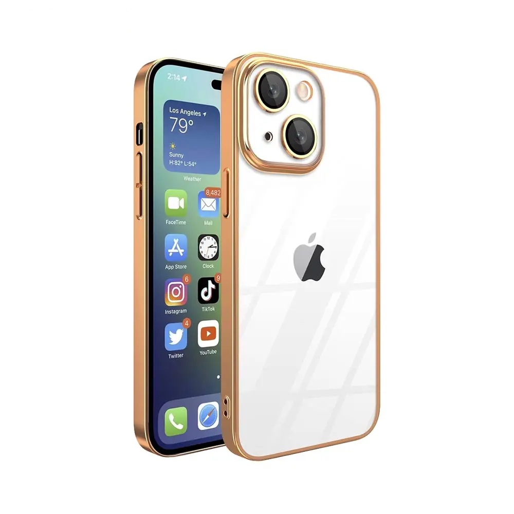 Coque de Protection Crystal Glass JMGOKIT pour Apple iPhone 14 Or