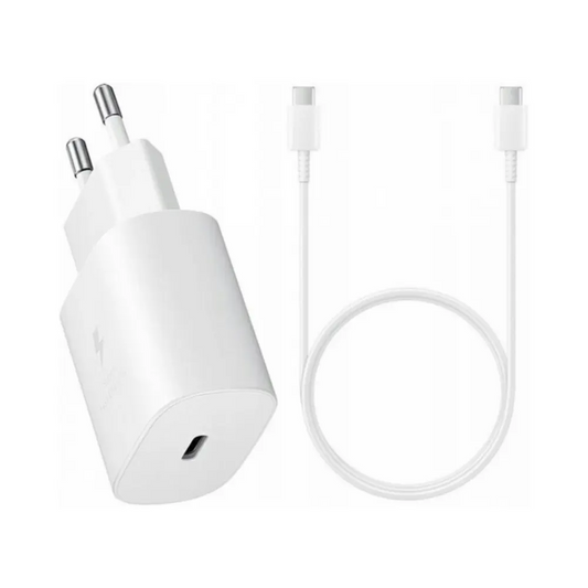 Chargeur Secteur USB-C Samsung EP-TA800W + DA705BWE 25W 3A avec Cable USB-C GP-PTU021SOAWQ Bulk Blanc