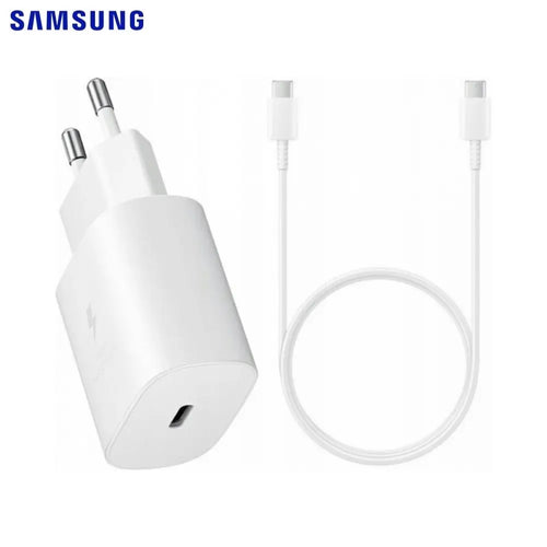 Chargeur Secteur USB-C Samsung EP-TA800W + DA705BWE 25W 3A avec Cable USB-C GP-PTU021SOAWQ Bulk Blanc