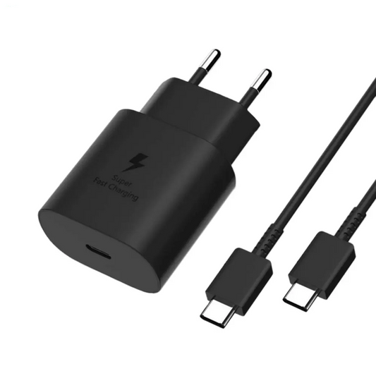 Chargeur Secteur USB-C Samsung EP-TA800B + DA705BBE 25W 3A avec Cable USB-C GP-PTU021SOABQ Bulk Noir