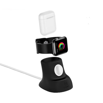 Support Silicone Usams US-ZJ051 pour Pad de Charge Apple Watch & AirPods Noir