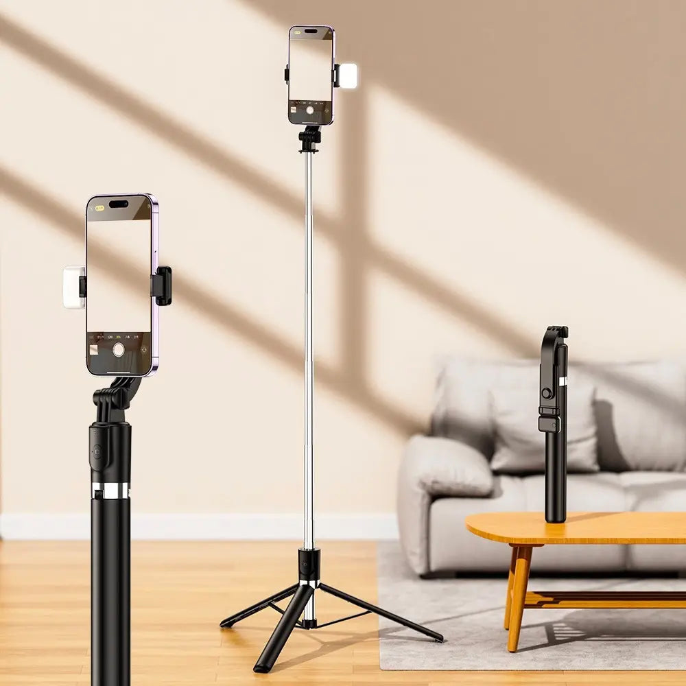 Trépied pour Smartphone Bluetooth 360° avec Lumière (1m) Noir