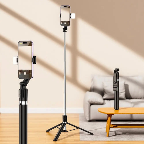 Trépied pour Smartphone Bluetooth 360° avec Lumière (1m) Noir