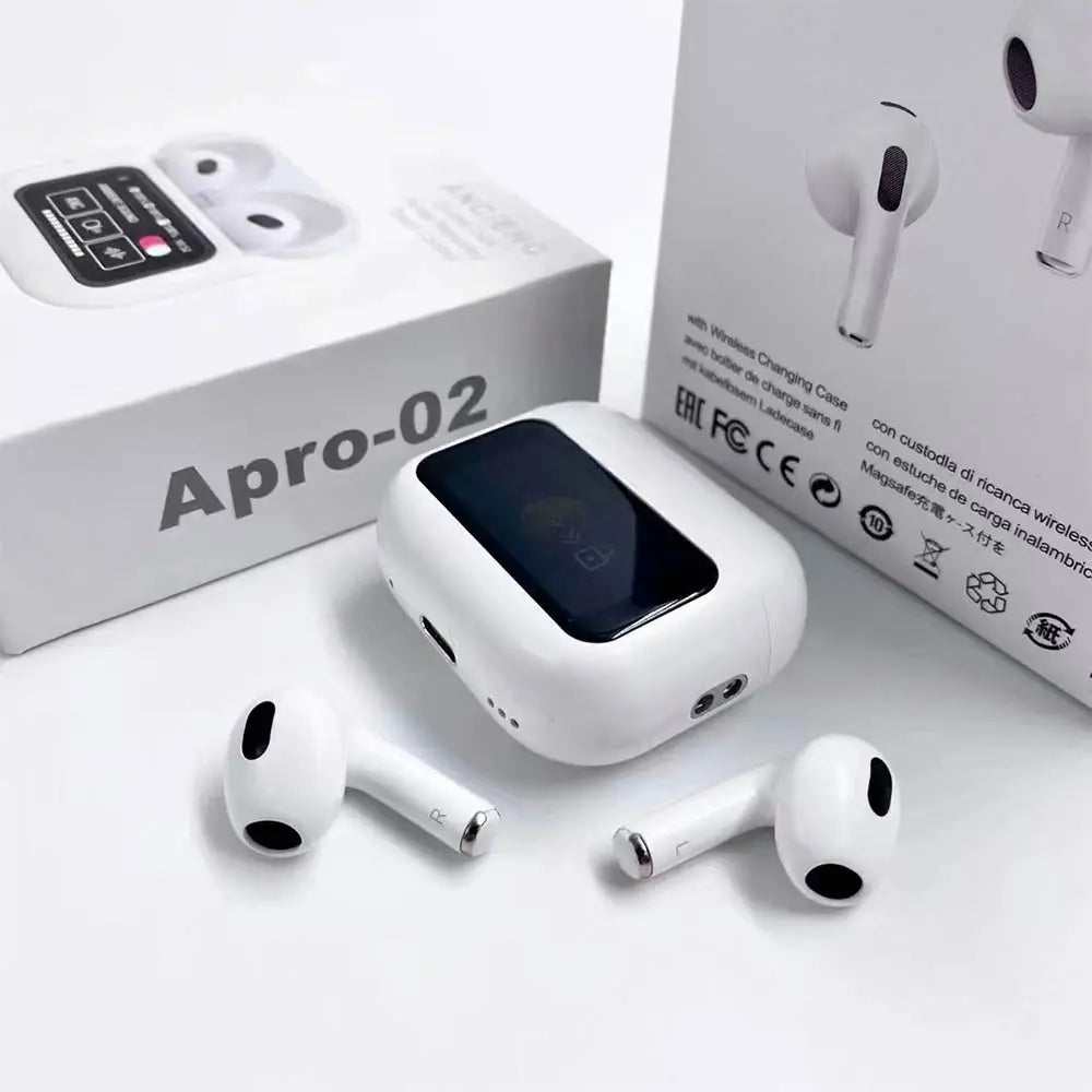 Écouteurs Bluetooth Apro-02 avec Écran Tactile (BT 5.3) Blanc
