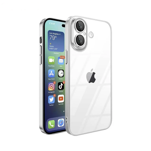 Coque de Protection Crystal Glass JMGOKIT pour Apple iPhone 16 Plus Argent