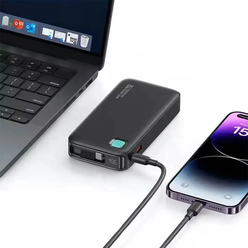Batterie Externe Power Bank Usams CD225 Charge Rapide 20W (avec Digital Display & Câble Lightning Rétractable) 10000mAh Blanc