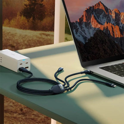 Câble Data Multi Baseus Flash Series II USB + USB-C vers USB-C + MicroUSB + Lightning 100W (1.2m) CASS030103 Bleu
