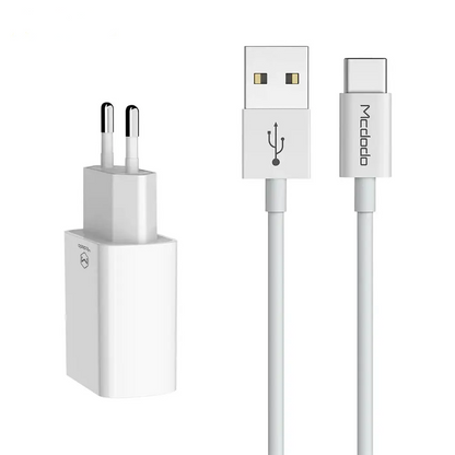 Chargeur Secteur Multi Mcdodo CH-6721 12W 2x USB (avec Câble USB-C 1m) Blanc