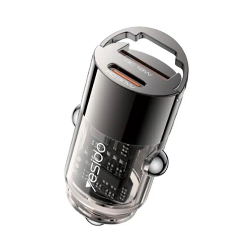 Chargeur Allume-Cigare Yesido Y68 SUPER FAST (USB-C PD30W + USB-A QC18W) Noir