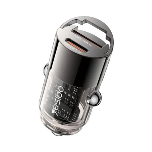 Chargeur Allume-Cigare Yesido Y68 SUPER FAST (USB-C PD30W + USB-A QC18W) Noir