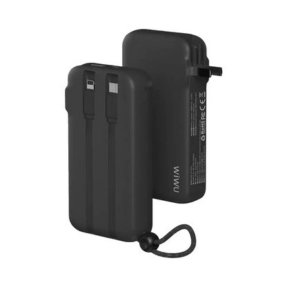 Batterie Externe Power Bank Wiwu JC-23C 10000mAh 3 en 1 (US + UK + EU) 22.5W Noir