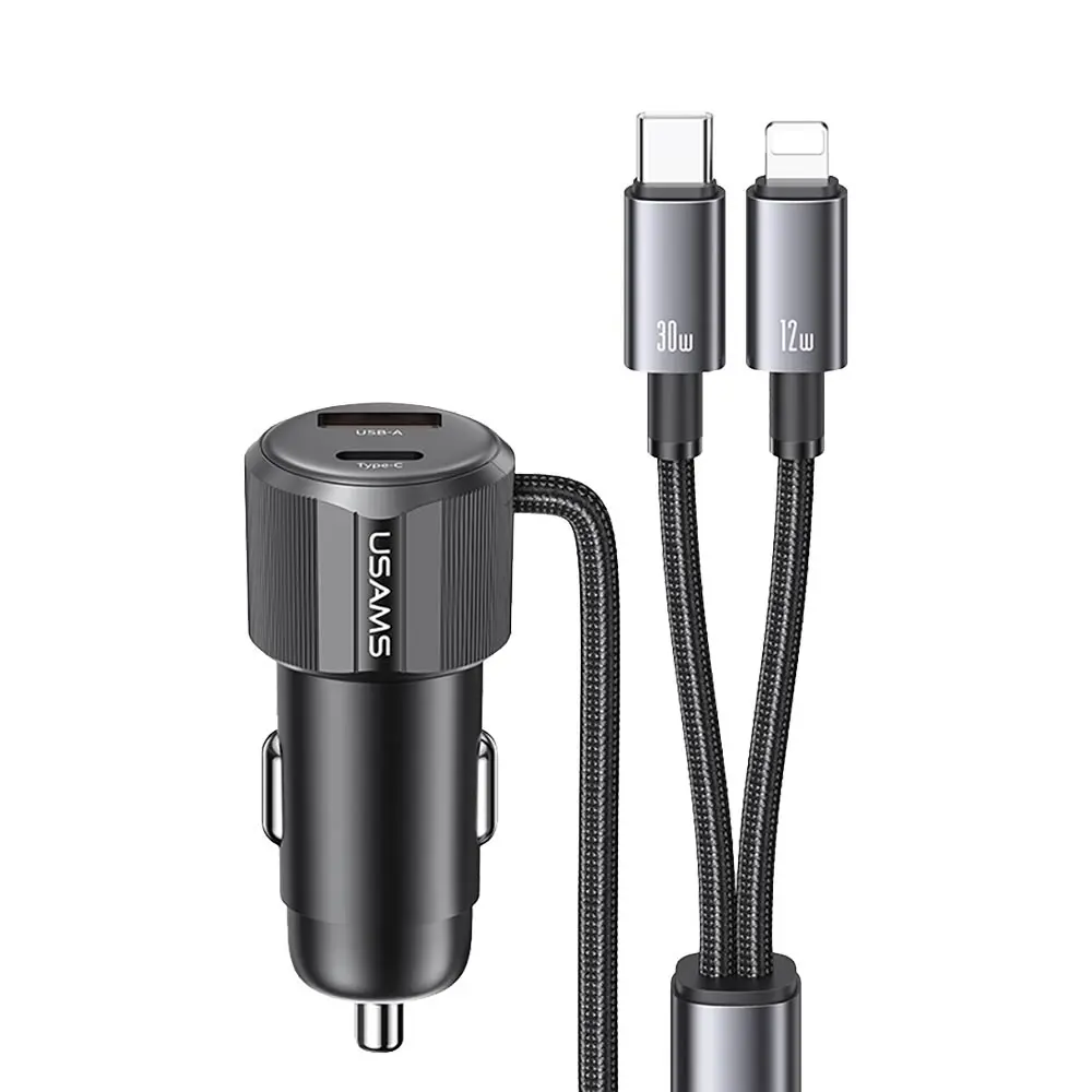 Chargeur Allume-Cigare Usams CC287 66W 2 en 1 Noir