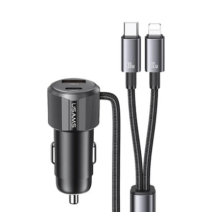 Chargeur Allume-Cigare Usams CC287 66W 2 en 1 Noir