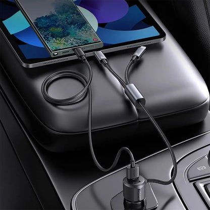 Chargeur Allume-Cigare Usams CC287 66W 2 en 1 Noir
