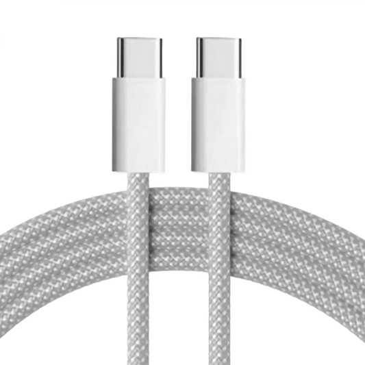 Câble Data USB-C vers USB-C d-power F8005 Nylon Tressé 60W (1m) Blanc