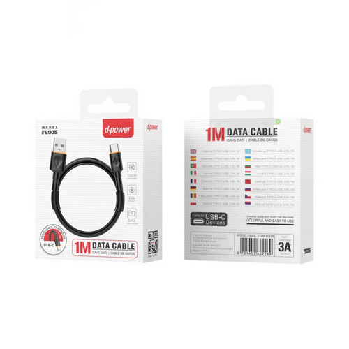 Câble Data USB vers USB-C d-power F6005 (1m) Noir