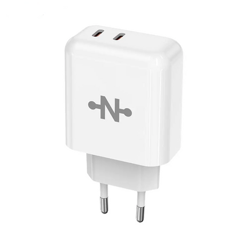 Chargeur Secteur GaN CONNECT MC-CBDC45W (2x USB-C) 45W Blanc