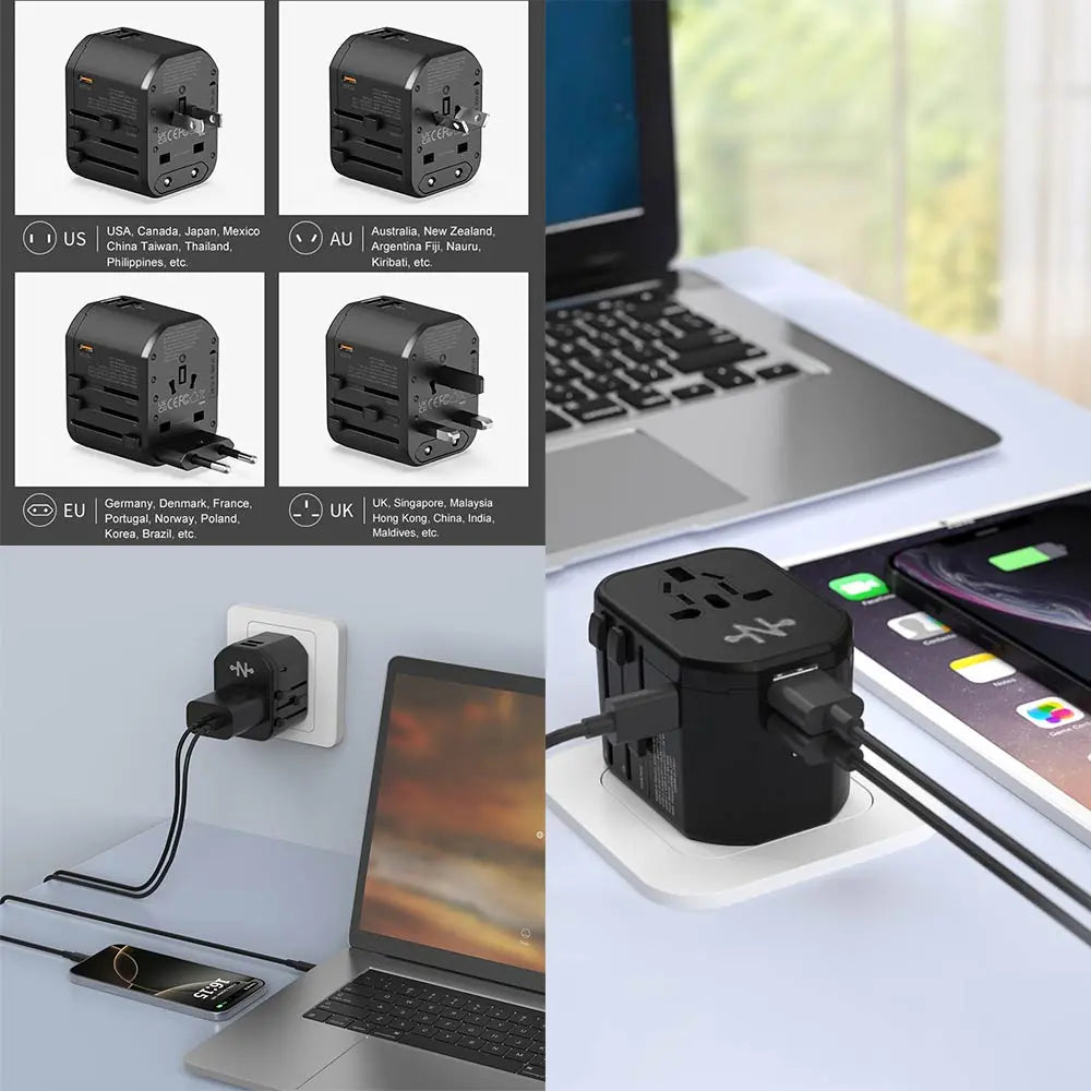 Adaptateur Secteur Universel CONNECT MC-CUN20W 20W 4 en 1 Noir