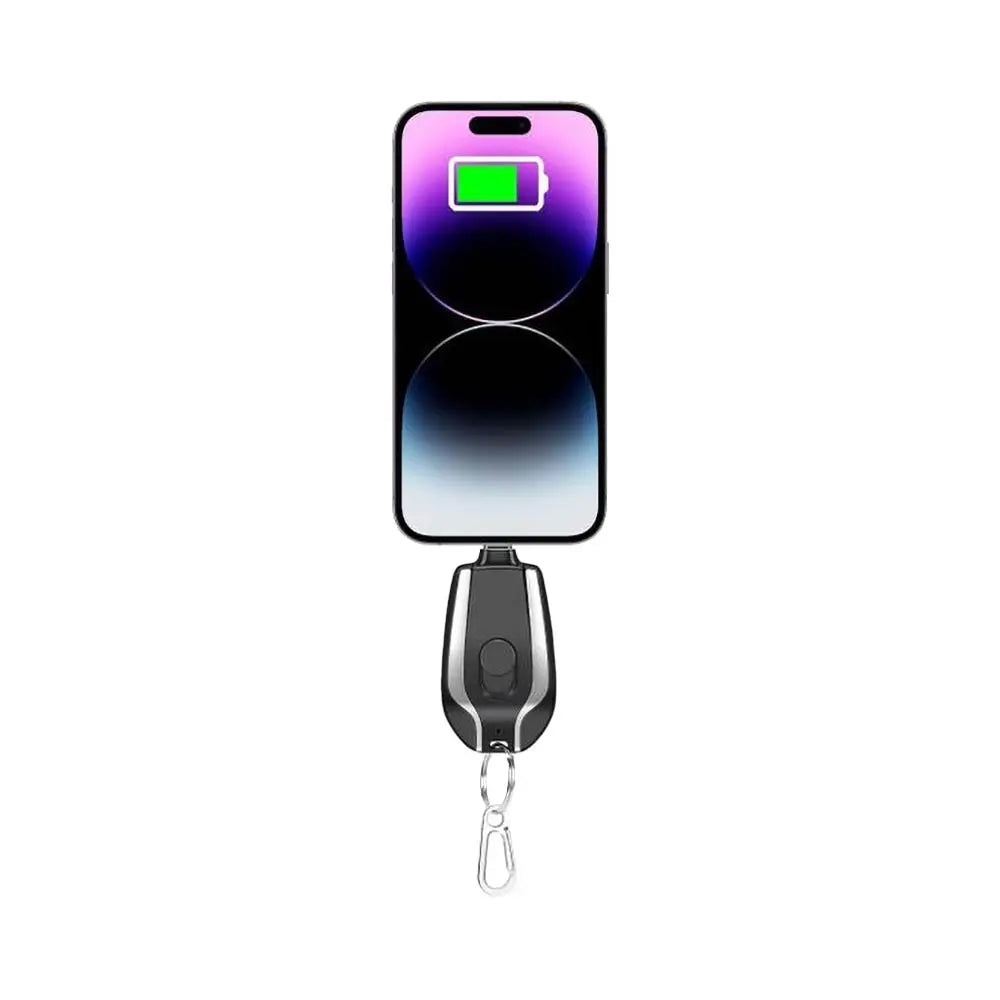Batterie Externe Power Bank Porte Clé Lightning 1500mAh Noir