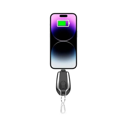 Batterie Externe Power Bank Porte Clé Lightning 1500mAh Noir