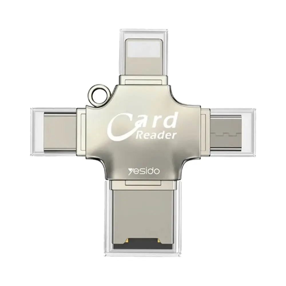 Lecteur de Carte Yesido GS13 Micro SD TF 3 en 1 Argent