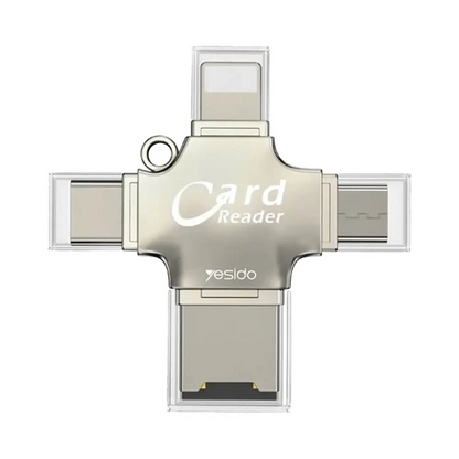 Lecteur de Carte Yesido GS13 Micro SD TF 3 en 1 Argent